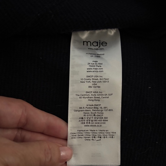 Maje Navy and Red Women's Cardigan Sz 2 - Picture 7 of 7